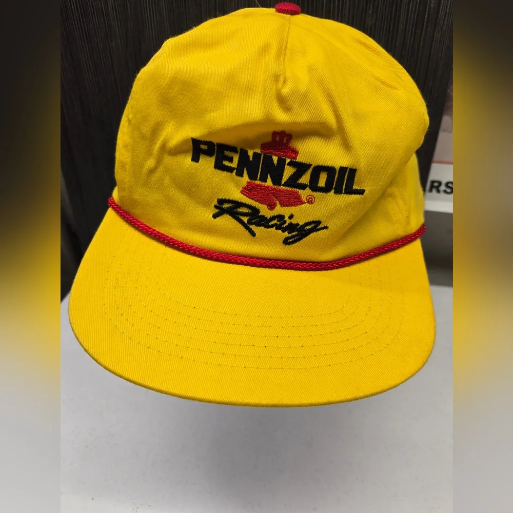 VTG USA Pennzoil Racing Strapback Dad Hat‎ Cap Strapback Adjustable Yellow